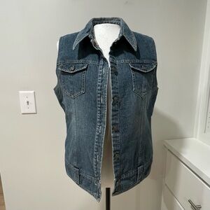 Ruff Hewn Denim Bluejean Sleeveless Vest Country Western Farm Trucker